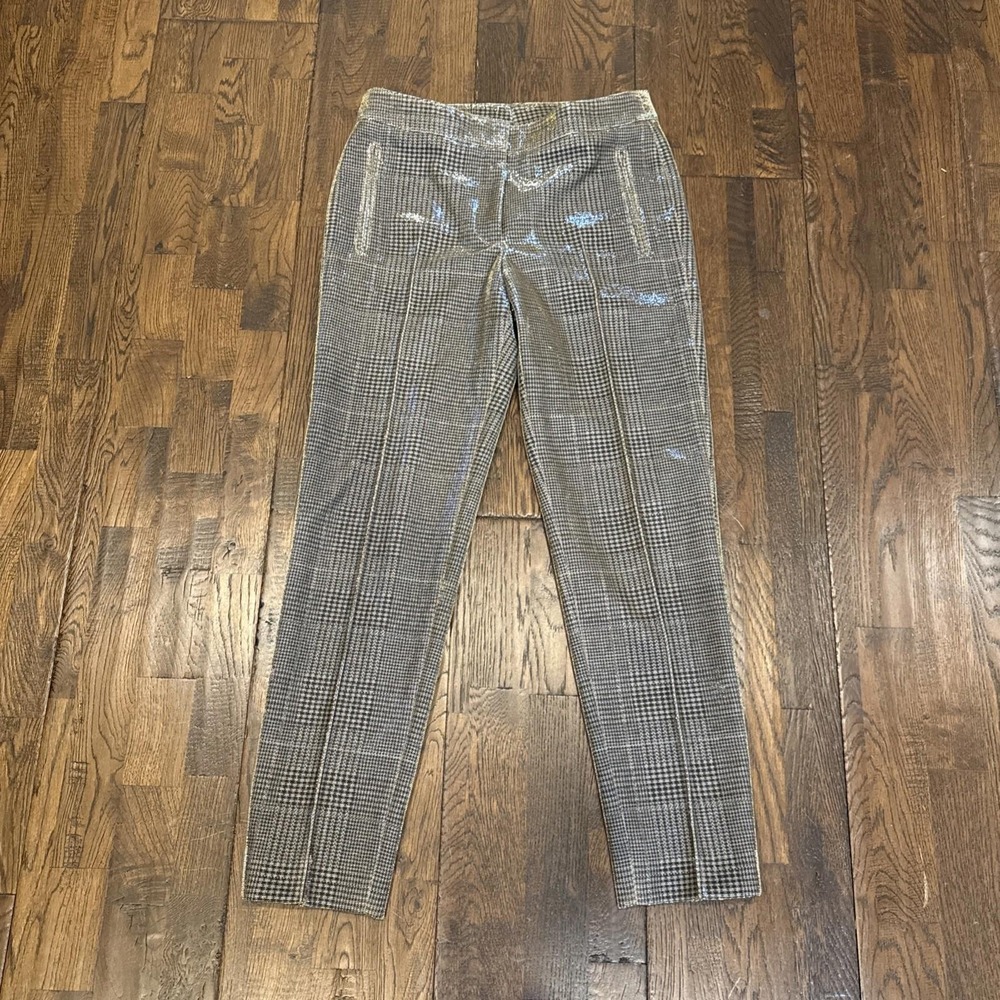 Akris Punto Metallic Houndstooth Techno Straight Leg Pants Brown Sparkle Women 4